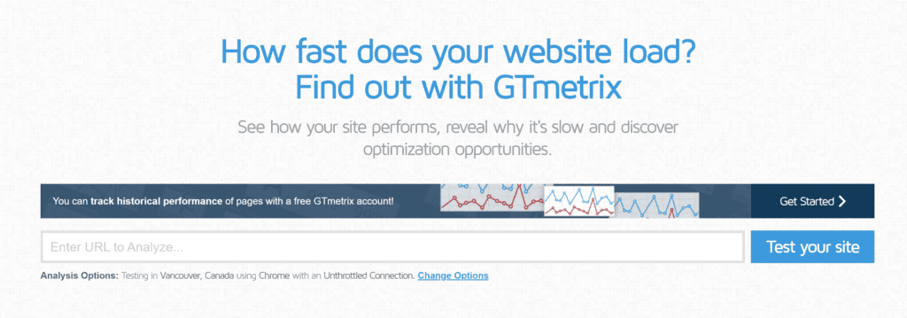 gtmetrix - ładowanie strony internetowej
