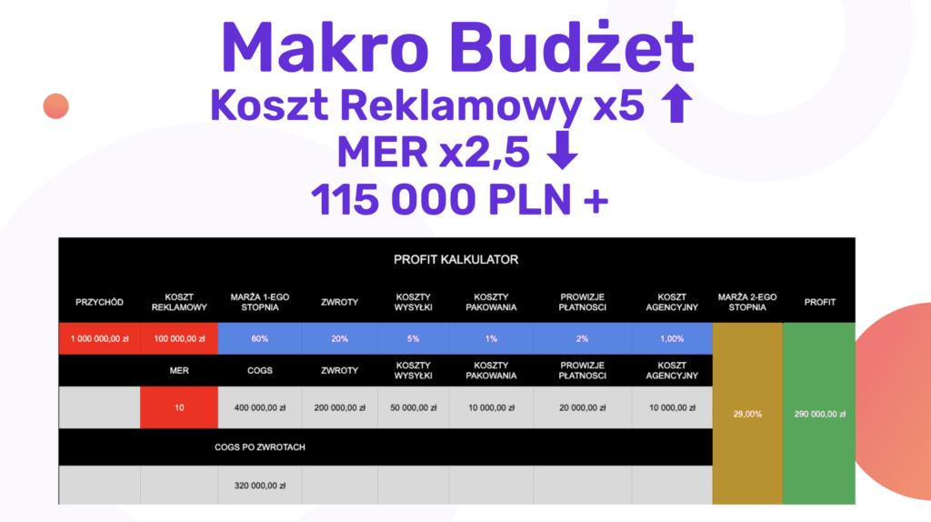 makro budżet koszty reklamowe mer