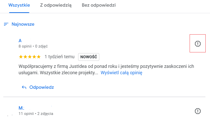 jak zgłosić negatywną opinię w Google