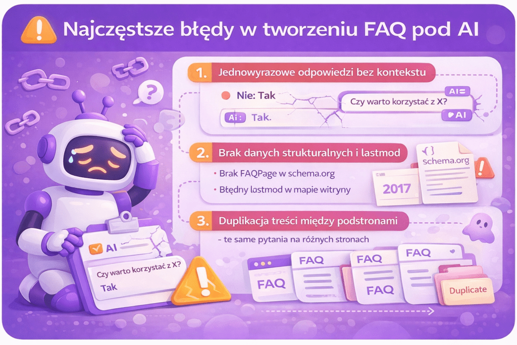 Najczęstsze błędy w tworzeniu FAQ pod AI