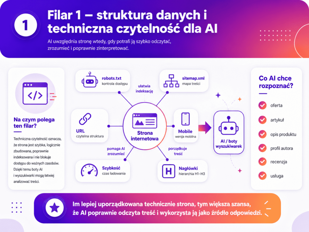 Filar 1 – struktura danych i techniczna czytelność dla AI