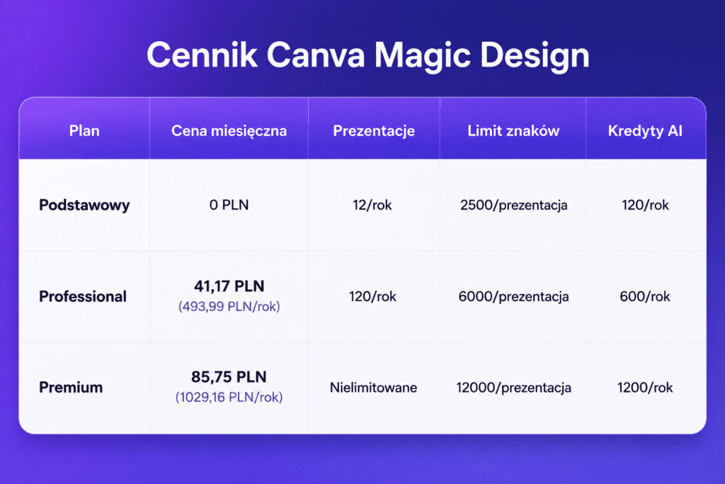Cennik Canva Magic Design