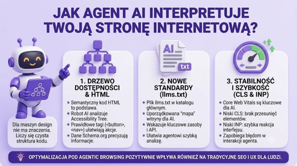 Techniczne zaplecze Agentic Web – jak maszyny interpretują stronę internetową?